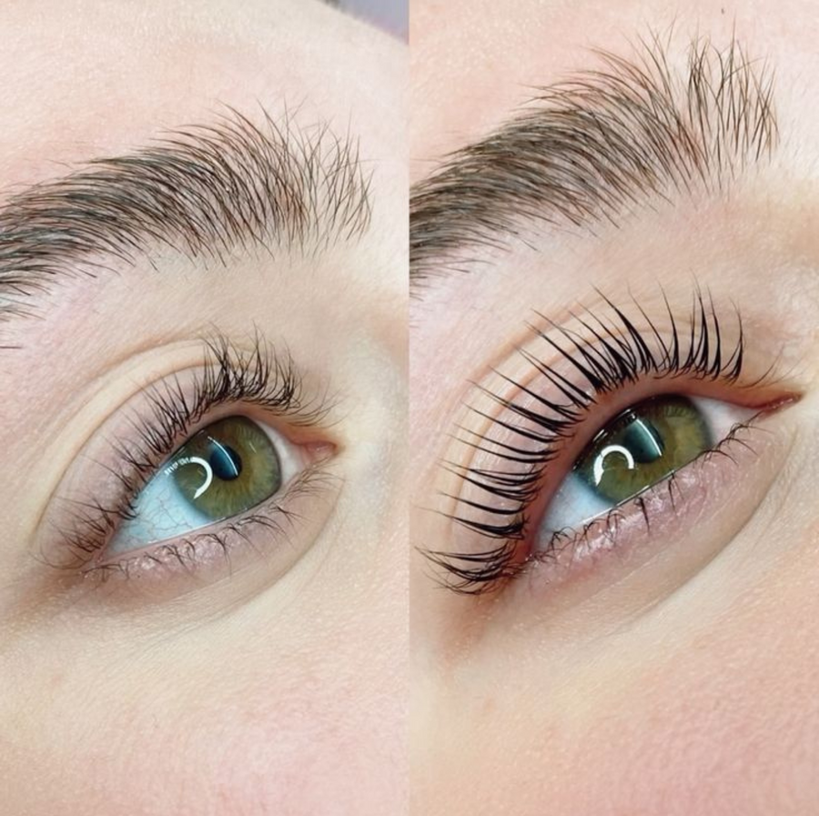 Voor en na een lash lift thuis met The Lash Lift Ritual