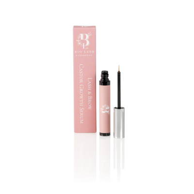 Bio Lash & Cosmetics Lash & Brow Castor Groeiserum met verpakking en borsteltje